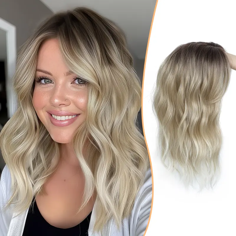 Hair Topper 16Inch Hair Toppers For Women Wavy Curly Clip In Hair Topper Add Hair Volume Synthetic Wiglets Hair Pieces For Women springtok