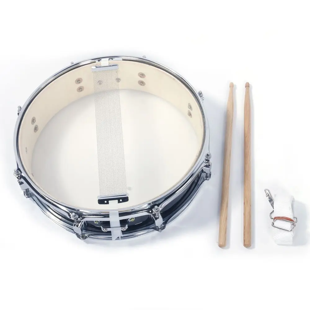 13x3.5 in High-Quality Snare Drum Kit - Black Percussion Instrument with Drumsticks, Drum Key, Strap, Ideal for Beginners
