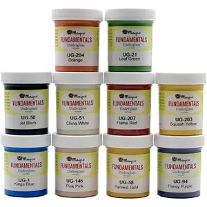 Set of 10 Ceramic Underglaze Paint Colors for Clay, Greenware or Bisque, Assorted Colors in 2 ounce Jars with Free How to Paint Bisque Book