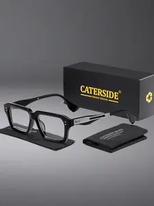 CATERSIDE One Pair With Packaging Casual Minimalist Style Metal Square Thick Frame Prescription Glasses Elegant Versatile Unisex for Cycling Driving Street Photography Beach Wedding Ceremony and Travel Gathering Scene Matching