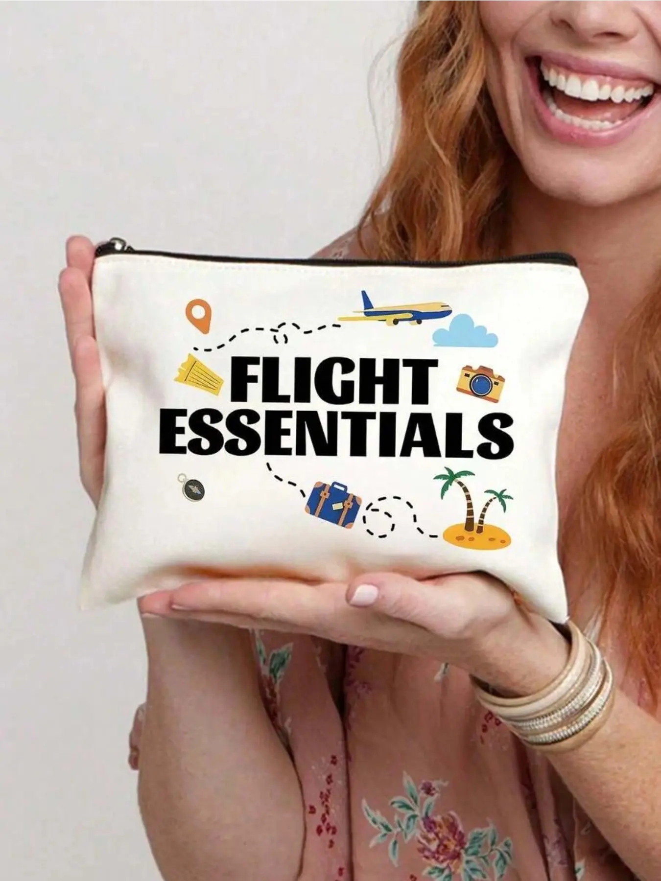 6-In-1 Airport Themed Travel Organizer Bag Set - Unisex Portable Foldable Toiletry Makeup Cosmetic Bag, Passport Holder, Wash Bag, Suitable For Cabin Crew, Students, Business Trips And Vacations, Travel Essentials - Fun Printed Design, Zipper Closure