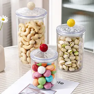 3-Piece Bear Seal Jar Set, 0.9L+1.4L+2L Airtight Food Storage Containers for Kitchen Pantry Organization, Viral Candy Cookie Snack Canisters, Clear Plastic Jars with Lids, Perfect Home storage jar