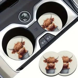 Floral Pattern Car Coaster, Round Anti-slip Car Cup Holder Coaster, Car Interior Decoration Accessories for Women and Men, Girly Car Accessories