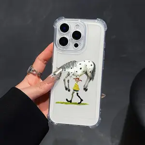 Classic story cute P-Pippi Longstocking phone case For iPhone 17/16/15/14/13/12/11/Pro/ProMax/Plus/17Air/Xsmax, Shockproof Transparent Soft Back Cover, Anti-Fall, Ultra-Thin Design, Perfect for daily use, book Merchandise, Gift for Christmas And Birthday