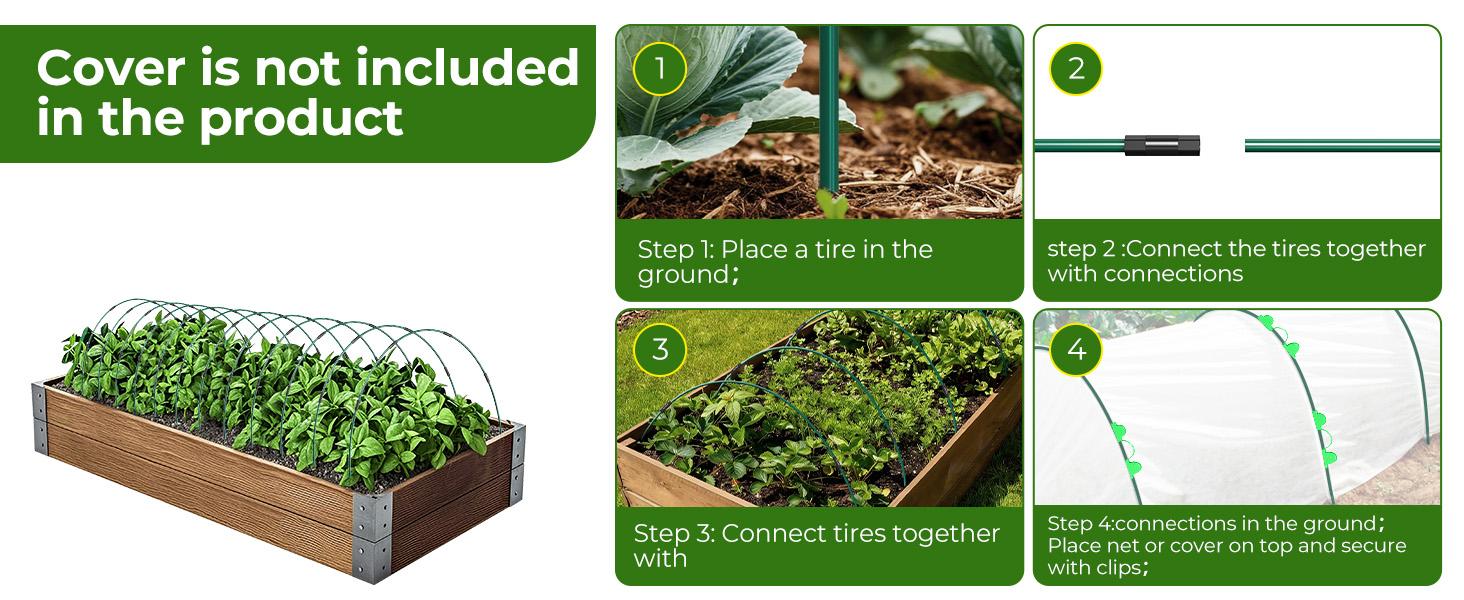 30/50pcs Of Garden Hoops, 69 Inches Wide Tunnel Greenhouse Frame, Rust-Resistant Fiberglass Support Hoops, Double-Layered with 18/30 Clips And 24/40 Connectors, Flexible Grow Tunnel for Plant Covering, Plant Support Garden Stakes, Gardening Tools