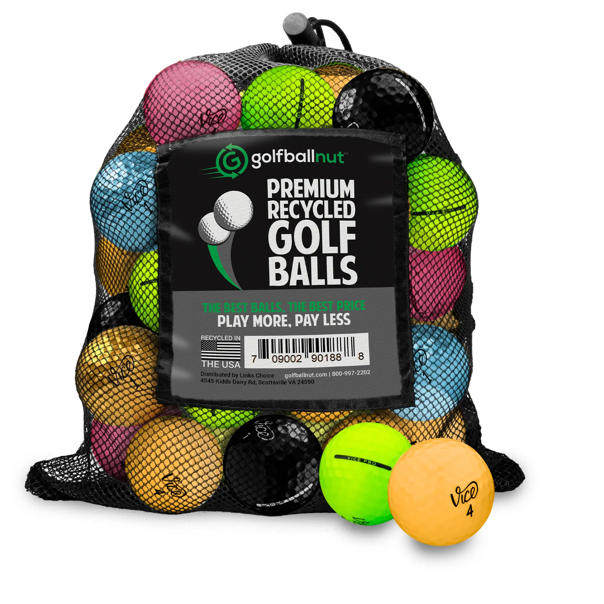 Used Mint Vice Color Mix Golf Balls - Mesh Bag