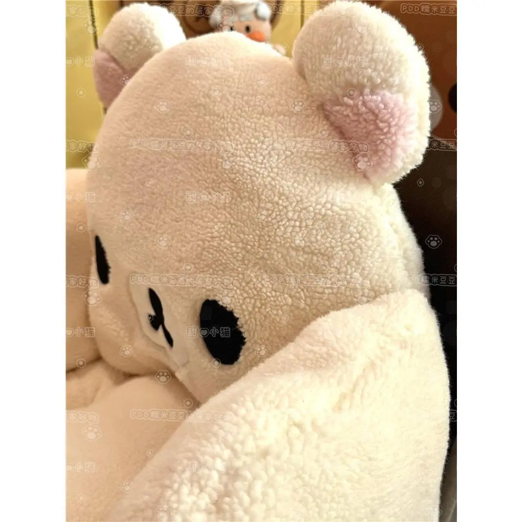 2026 New Rilakkuma Plush Bolster Thickened Winter All-in-one Seat Cushion For Students Chairs Tatami Mat Warmth Cushion