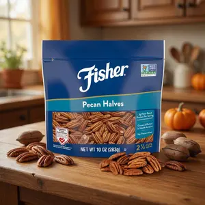 Fisher Chef's Naturals Pecan Halves 10 oz Resealable Bag, Unsalted Raw Nuts for Cooking, Baking & Snacking, Healthy Snacks for Adults, Vegan Protein, Keto Snack, Gluten Free Raw Pecans Halves