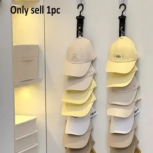 Baseball Cap Storage Rack, Wall-Mounted Hat Organizer with 8 Clips, Hat Hangers for Wall, Home Bedroom Closet Hat Holder, Household Organization Supplies