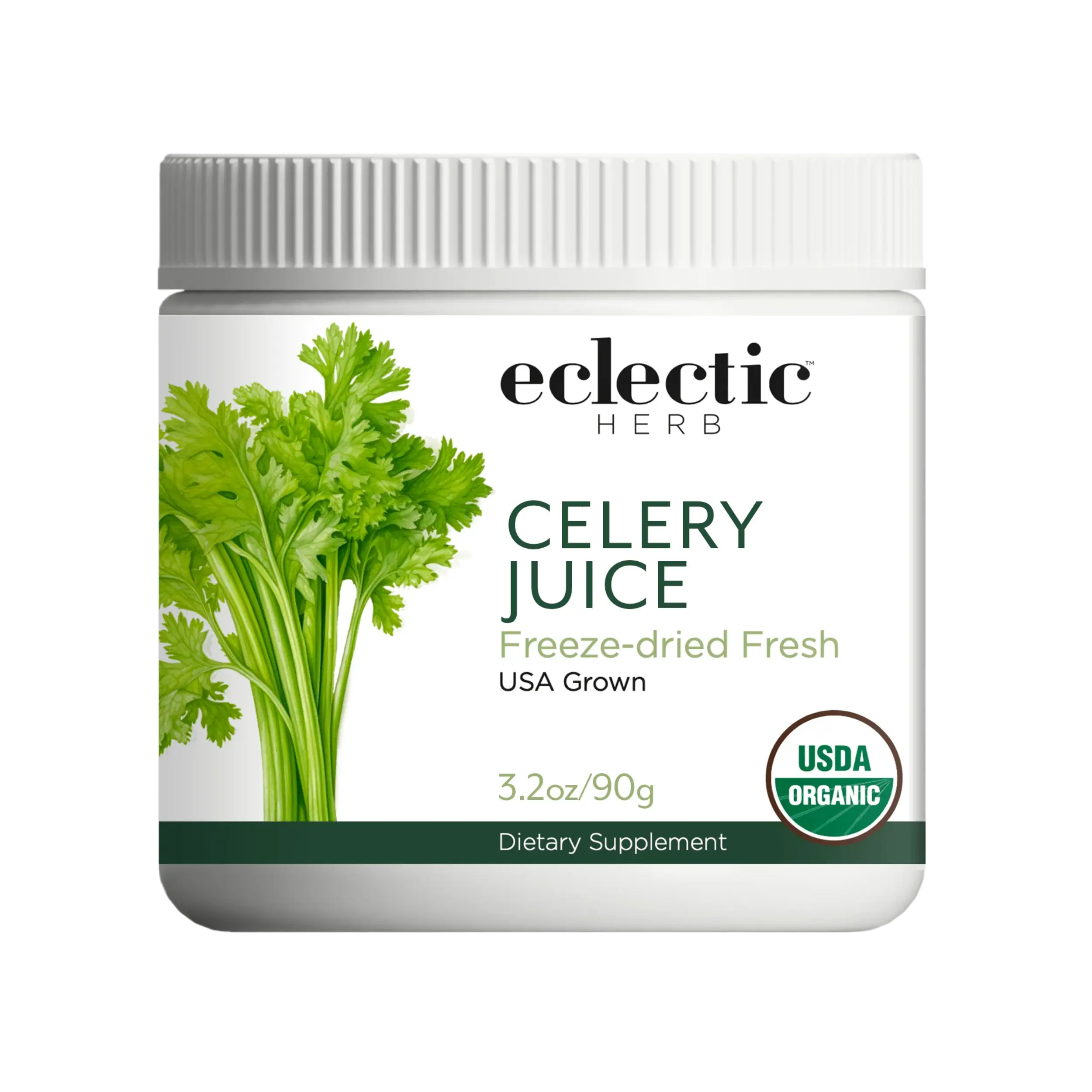 Eclectic Herb - Organic Celery Juice Powder | Nutritional Supplement | Hydration + Wellness Support, Vitamins + Minerals | Freeze Dried, USDA Organic, Non-GMO, Vegan, Gluten Free (3.2 oz | 90 g)
