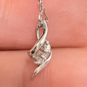 R10873A Platinum 900 Diamond 0.03ct Necklace 0407