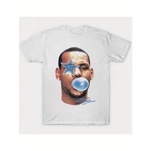 Lebrons James Allstars Bron Vintage-Inspired T-Shirt |   100% Cotton, Round Neck, Short Sleeve |   Unique Basketball Star Design with "BUBBLE" Text |   Men's Casual & Retro Style |   Hand Wash or Dry Clean