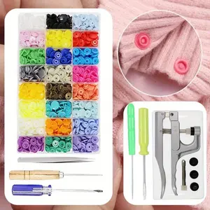 384 Sets Snap Buttons with Snap Pliers T5 Plastic Snaps No-Sew Buttons Fastener Setter for Clothing Diapers Bibs Rain Coat Crafting - Home Improvement.