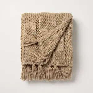 Oversized Cozy Knit Throw Blanket Tan - Hearth & Hand with Magnolia