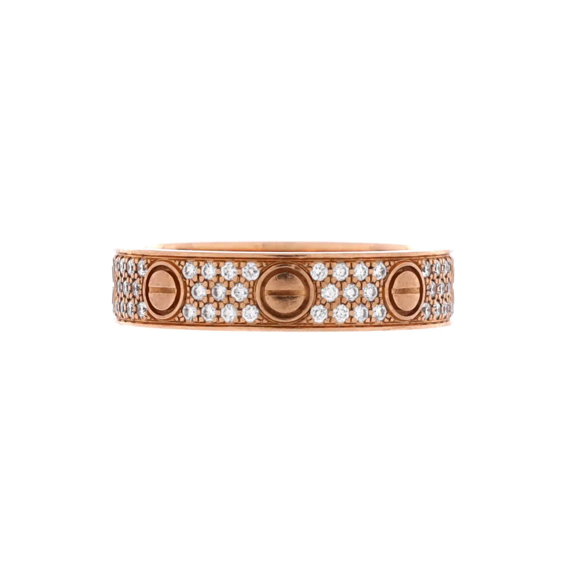 Pre-owned Cartier Love Wedding Band Pave Diamonds Ring 18K Rose Gold and Diamonds by Rebag