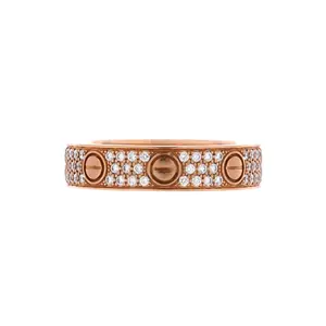 Pre-owned Cartier Love Wedding Band Pave Diamonds Ring 18K Rose Gold and Diamonds by Rebag