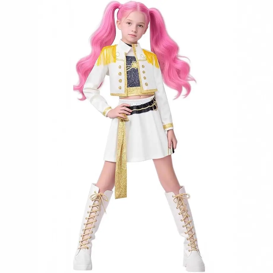 Kid Cosplay - Kpop Demon Huntrix Kid Cosplay Costumes - Authentic Huntress Outfits for Girls, Perfect for Cosplay Events, Halloween & Fantasy Role-Pla