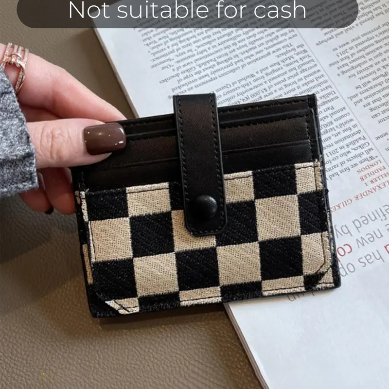 Women's Colorblock Plaid Pattern Short Wallet, Trifold Card Holder, Credit Card Holder, Credit Cards Holder, Casual Pu Leather Zipper, Trendy All-match Wallet for Daily Use, Fashionable Card Holder