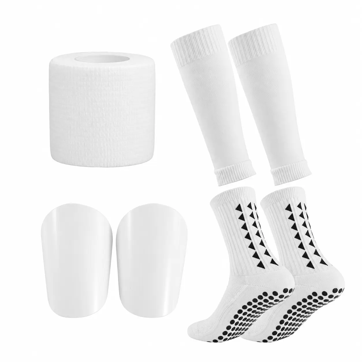 Men's Anti-Slip Football Socks & Protection Board Set - Durable Material, Machine Washable, Athletic Fit Soccer Socks with Integrated Sleeves, Football Equipment, Unisex Soccer Accessories (White)