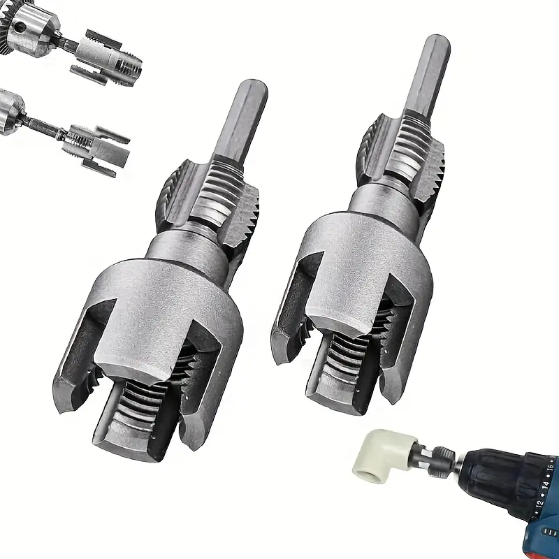 2-Piece Extension Handle Pipe Taps & Threader Drill Bit Set, 1/2 Inch (DN15) + 3/4 Inch (DN20) Internal & External Thread Cutting Tool, Drill-Compatible for Pipe Fitting Repair, Home Decoration