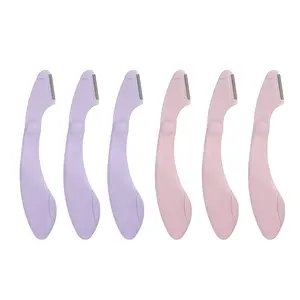 VOCOSTE 6pcs Eyebrow Razor for Women, Facial Razor Brow Shaper Eyebrow Trimmer Tool for Hair Remover, Pink, ABS