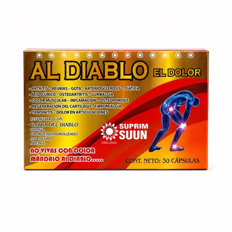 Al Diablo El Dolor 30 Capsules for Arthritis Reumatism Gout Arteriosclerosis and More Pain Relief