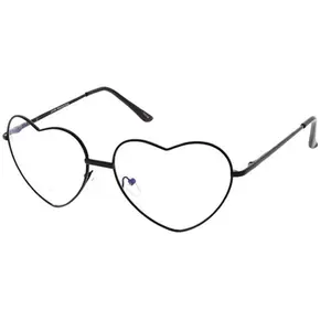 Blue Unisex Frames Fashion Metal Frame Heart Motif Blue Light Blocking Glasses for Screen Use, Heart-Shaped Non-Prescription Glasses