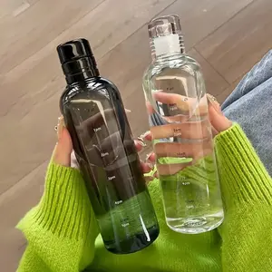 Portable Travel Cup Plastic Time Scale Water Bottle Classic Design Food Grade Material Safe Leak-Proof Easy Carry Drinkware