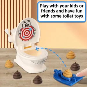 Poop Shooter A fun family game Poop Shooter Game Includes 1 toilet, 2 rapid shooters, 6 soft plastic toy poops.