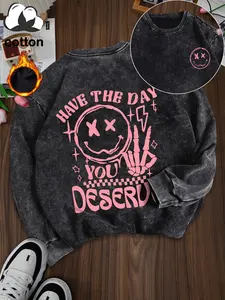 Cotton Fleece Knit Women’s Casual Fitted Sports Hoodie, Vintage Washed Cotton Long Sleeve Hooded Sweatshirt for Autumn and Winter Fashions