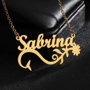 FF0057 New Store Opening||Custom Name Necklace| 20+ Font & Crown/Flower Accent Personalized Pendant|Ideal for birthdays, graduations, or cultural celebrations-each font style reflects a unique personality.