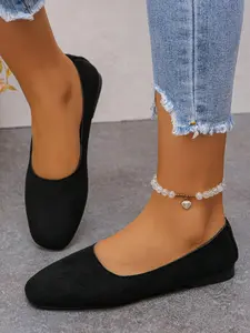 Women's Ballet Flats, One-Step Design, Perfect for Spring & Fall, Ideal Valentine's Day Gift, Comfortable Leather Look Shoes, Lightweight Flats