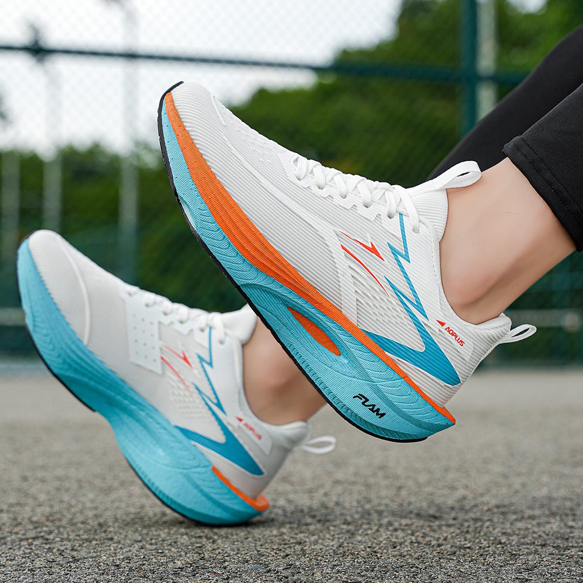 AOPLUS Lightweight Running Sneakers. Viral White Teal Athletic Shoes for Men & Women. Experience Cloud Comfort with Breathable Mesh & Shock Absorbing Chunky Sole. The Ultimate Versatile Gym to Street Footwear for Your Everyday Athleisure OOTD.