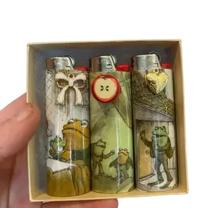 Frog and Toad Lighter Set of 3 Handcrafted with Charms Unique Bic Lighters for Collectors Gift Decoration
