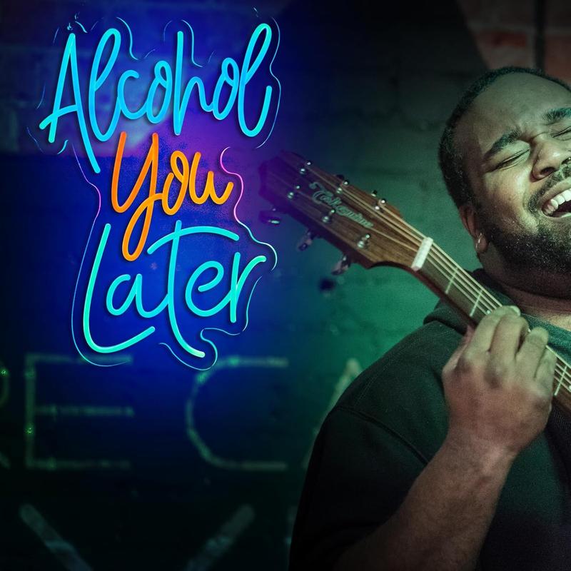 Alcohol You Later Neon Alcohol Neon Wall Decoration Party Decoration USB Dimmable LED Neon Beer Bar Kitchen Restaurant Family Bar Bar Pub Party Man Cave Club Store Hotel Store Business Gifts