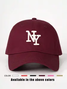 VYNCE HAT1pc Embroidered "NY" Letter Adjustable Baseball Cap, Outdoor Sunscreen Casual Hat Suitable For Spring Autumn Travel Beach Vacation, Y2K Style For Young Adults