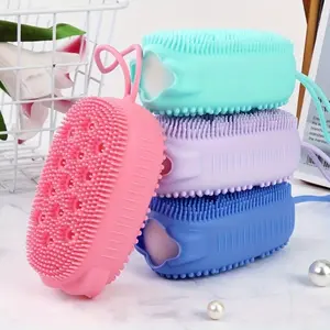 1pc Bubble bath brush, scrubbing tool, can hold soap, double-sided massage bath brush, Exfoliating Brush