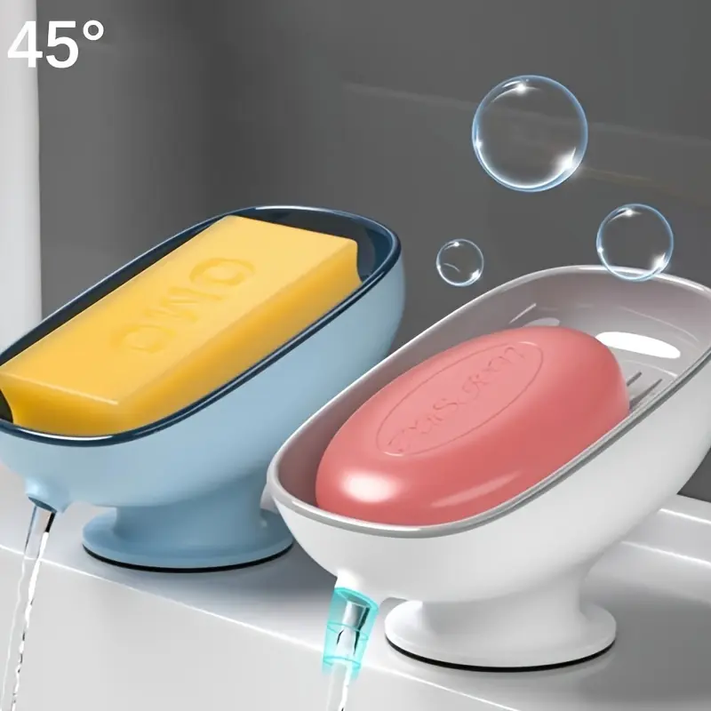 Adjustable-Angle Soap Holder – Punch-Free Suction Cup with Detachable Tray & Drainage Hole, Stylish New Design