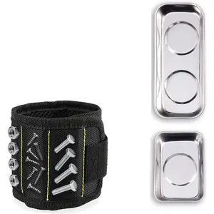 Tray Set, 2PC Tool Trays (3.6" x 2.4" / 5.9" x 2.5" Square) And Black Wristband, Best Gift for Men,, DIY Handyman, Woodworker, Father