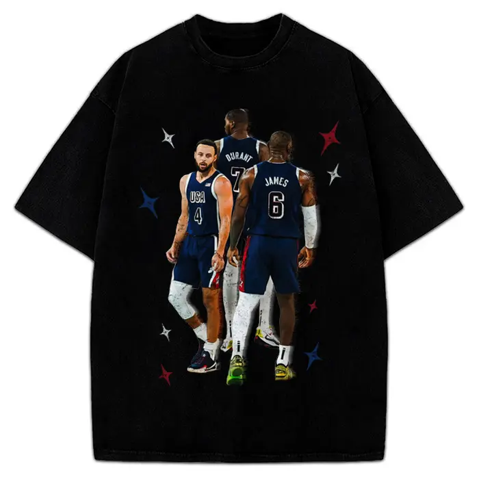 Women's Short-Sleeve Aesthetic Casual T-Shirt, Steph Bron Durant BIG 3 USA Champ Custom Graphic, Soft Breathable Fabric, Shortsleeve, Top