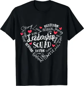 Leadership Squad Graphic Tee for Men – Lightweight Soft Breathable Comfort Fit Inspirational Heart Print T-Shirt