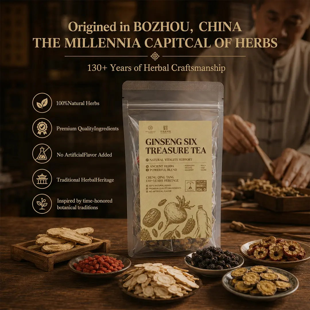 Ginseng 6-Treasures Kidney Cleanse Tea, Natural Organic Detox Teabags with 6 Precious Ingredients (Red Date, Wolfberry, Mulberry) for Adults formula ginseng
