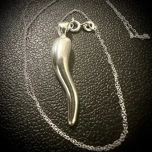 925 Sterling Silver Cornicello Charm Pendant Necklace for Women Men 18''