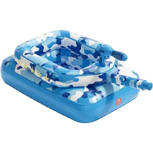 Inflatable Tank Pool Float for Adults & Kids – Ride-On Camouflage Floaty with Water Cannon, Swim Raft Toy for Boys Girls, Lake Beach Backyard Party FloatiesGift.