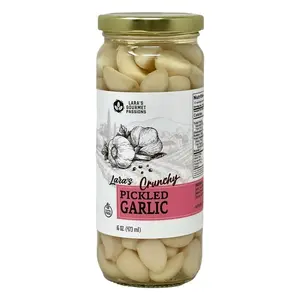 Lara's Pickled Garlic Cloves in Jar (16 fl oz) - Crunchy and Mild Flavor - Long Shelf Life - Canned Garlic