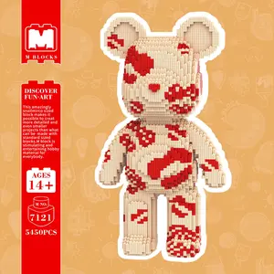 Creative Chibi-Style Bear Set, 5450 Pieces, 43 cm High, No Battery Required, Building Blocks Model, Ideal Gift for Boys, Girls and Men