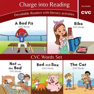 Charge into Reading Decodable Books (Stage 1.5): 5 CVC Decodable Readers to Help Kindergarten and First Grade Beginning Readers Learn
