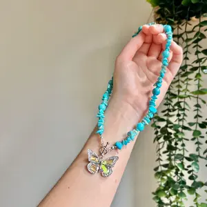 Turquoise Pearl Butterfly Jewelry Set