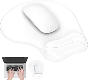 Pad with Gel Wrist Rest,  Comfortable Computer Wrist Support for Laptop,  Mousepad with Non-Slip PU Base for Office &  Clear