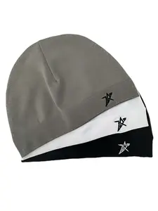 Star Embroidered Satin Lined Skull Cap, Adjustable High-Quality Elastic Design, Unisex Simple Eternal Style, Perfect Travel Companion